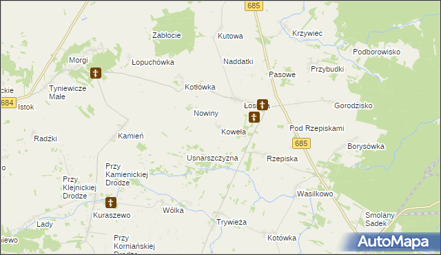 mapa Koweła, Koweła na mapie Targeo