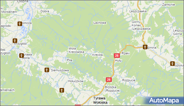 mapa Kreców, Kreców na mapie Targeo