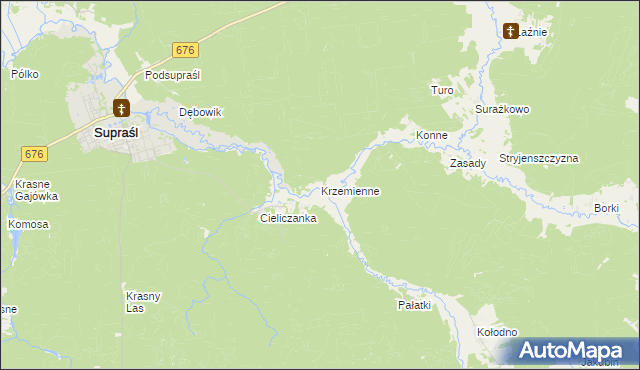 mapa Krzemienne, Krzemienne na mapie Targeo