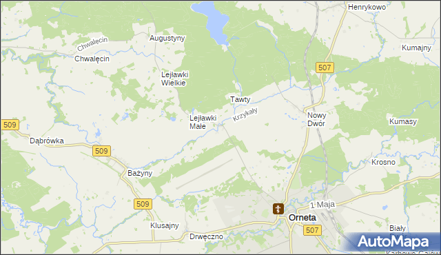 mapa Krzykały, Krzykały na mapie Targeo