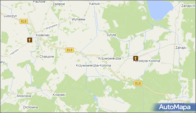 mapa Krzywowierzba, Krzywowierzba na mapie Targeo