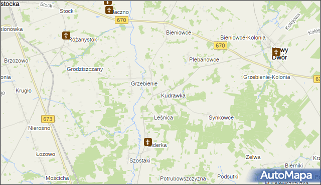 mapa Kudrawka, Kudrawka na mapie Targeo