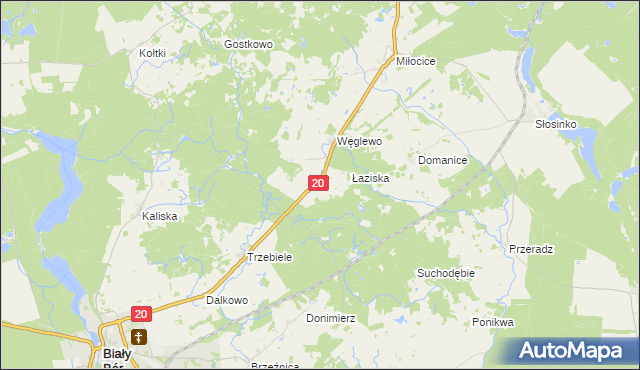 mapa Łąkoć gmina Miastko, Łąkoć gmina Miastko na mapie Targeo