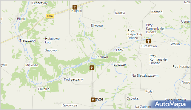 mapa Leniewo, Leniewo na mapie Targeo