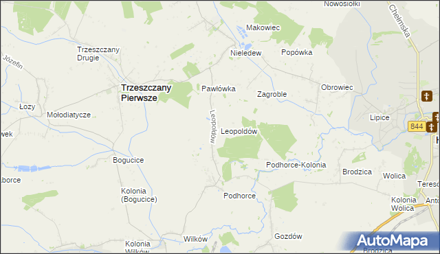 mapa Leopoldów gmina Trzeszczany, Leopoldów gmina Trzeszczany na mapie Targeo