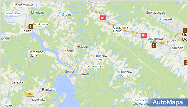 mapa Łobozew Dolny, Łobozew Dolny na mapie Targeo