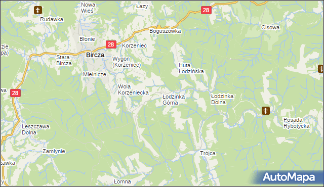 mapa Łodzinka Górna, Łodzinka Górna na mapie Targeo