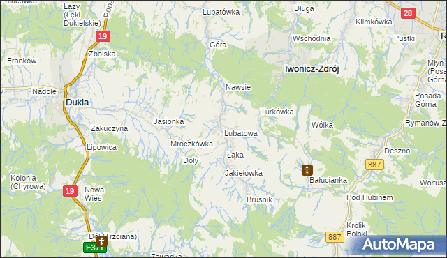 mapa Lubatowa, Lubatowa na mapie Targeo