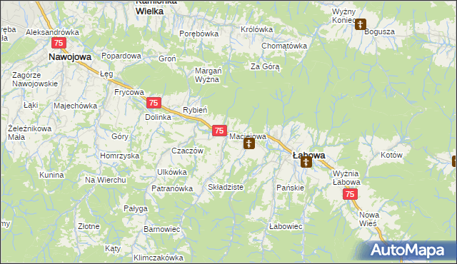 mapa Maciejowa, Maciejowa na mapie Targeo