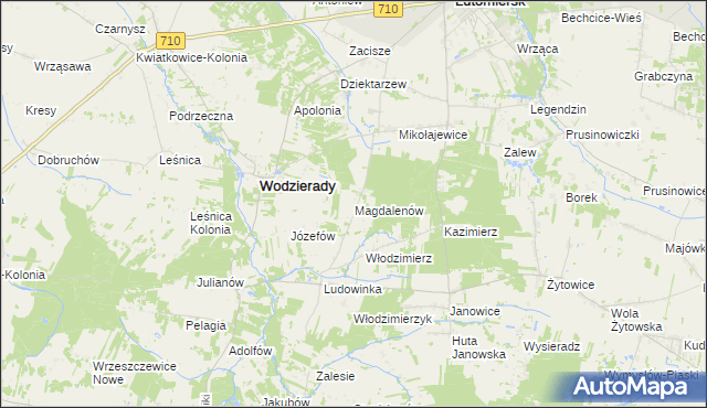 mapa Magdalenów gmina Wodzierady, Magdalenów gmina Wodzierady na mapie Targeo