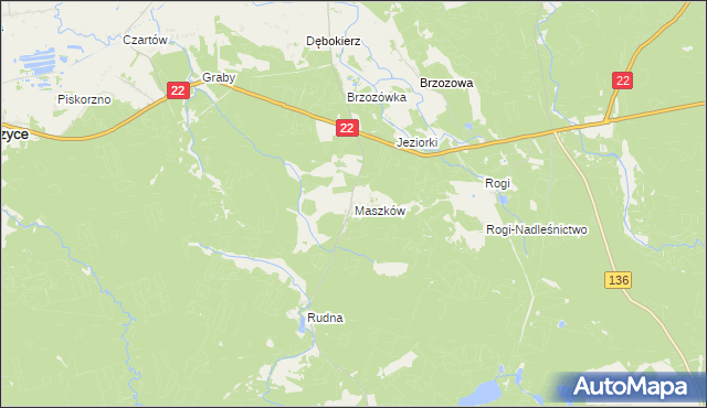 mapa Maszków gmina Krzeszyce, Maszków gmina Krzeszyce na mapie Targeo