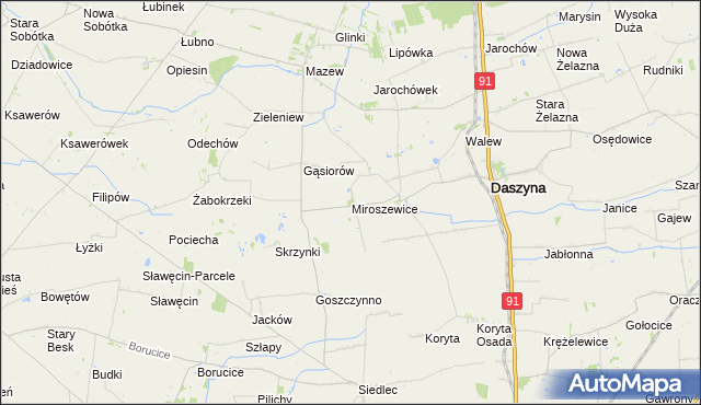 mapa Miroszewice, Miroszewice na mapie Targeo