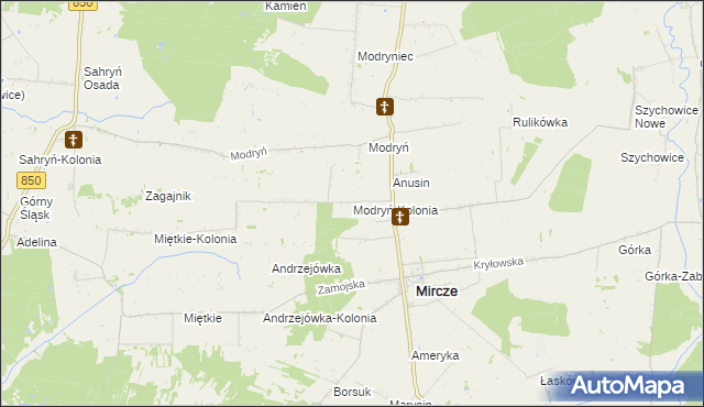 mapa Modryń-Kolonia, Modryń-Kolonia na mapie Targeo