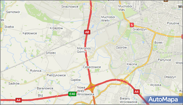 mapa Mokronos Dolny, Mokronos Dolny na mapie Targeo