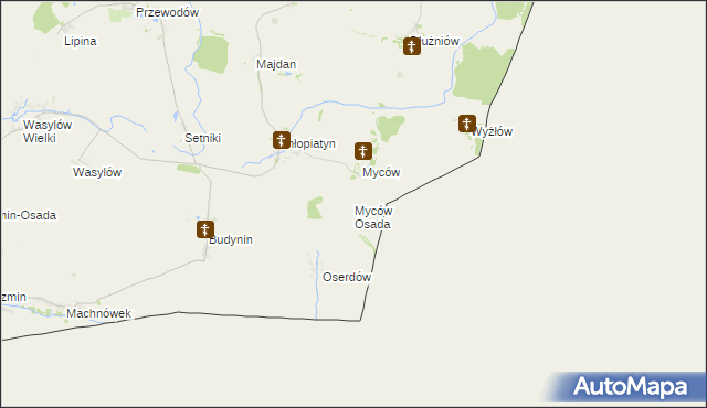 mapa Myców Osada, Myców Osada na mapie Targeo