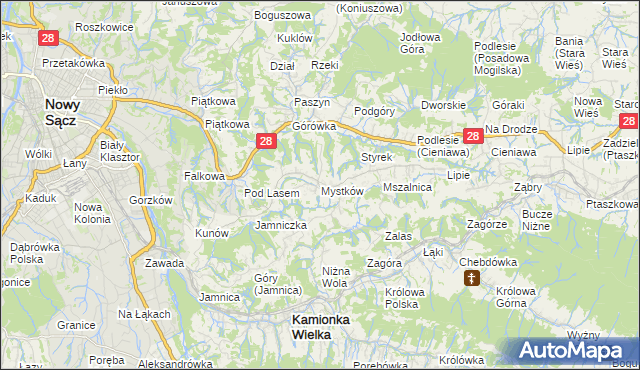 mapa Mystków, Mystków na mapie Targeo