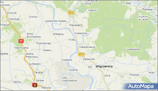 mapa Nielepkowice, Nielepkowice na mapie Targeo