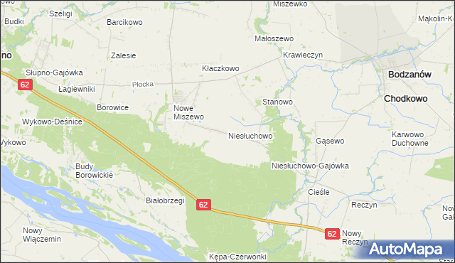 mapa Niesłuchowo, Niesłuchowo na mapie Targeo