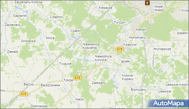 mapa Niewodnica Korycka, Niewodnica Korycka na mapie Targeo