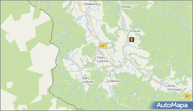 mapa Nowy Łupków, Nowy Łupków na mapie Targeo