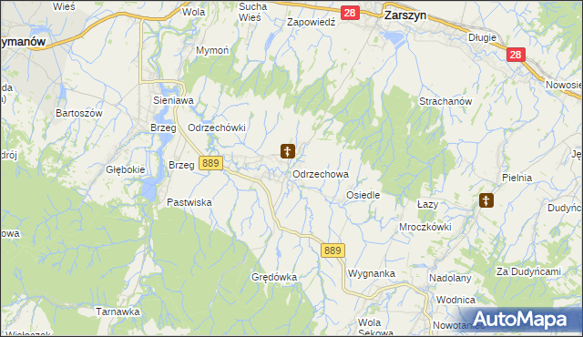 mapa Odrzechowa, Odrzechowa na mapie Targeo