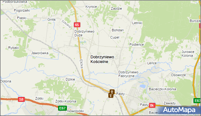 mapa Ogrodniki gmina Dobrzyniewo Duże, Ogrodniki gmina Dobrzyniewo Duże na mapie Targeo