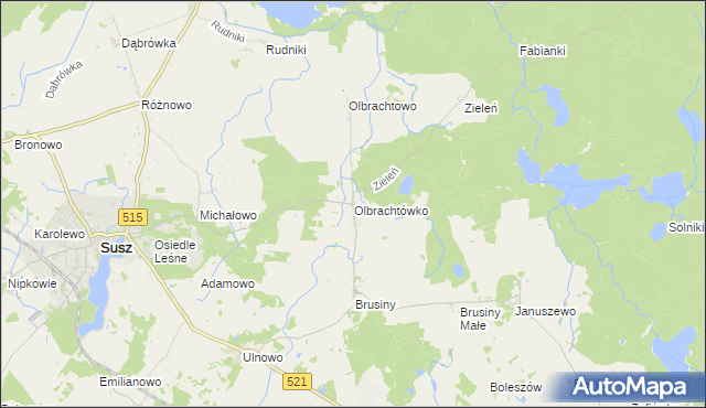 mapa Olbrachtówko, Olbrachtówko na mapie Targeo