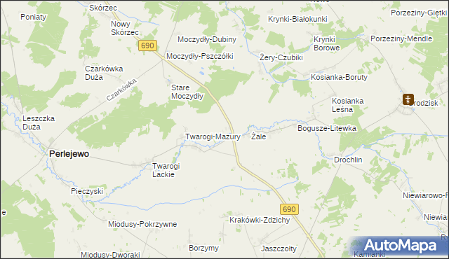 mapa Olszewo gmina Perlejewo, Olszewo gmina Perlejewo na mapie Targeo