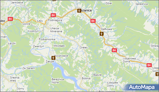 mapa Orelec, Orelec na mapie Targeo