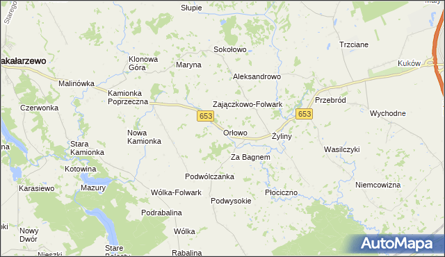 mapa Orłowo gmina Bakałarzewo, Orłowo gmina Bakałarzewo na mapie Targeo