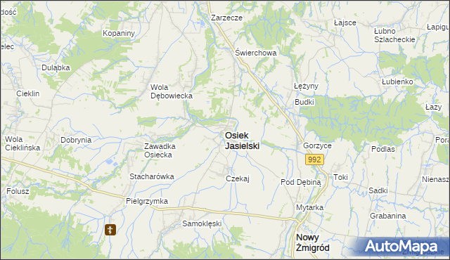 mapa Osiek Jasielski, Osiek Jasielski na mapie Targeo