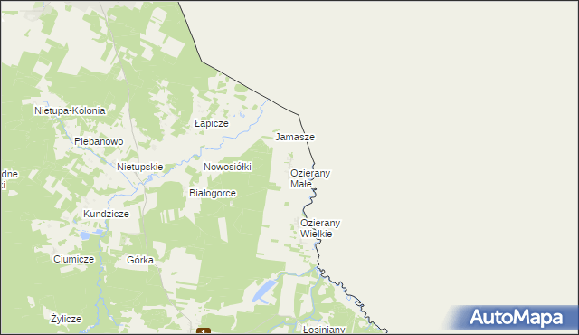 mapa Ozierany Małe, Ozierany Małe na mapie Targeo