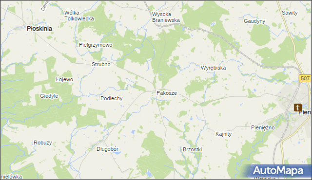 mapa Pakosze, Pakosze na mapie Targeo