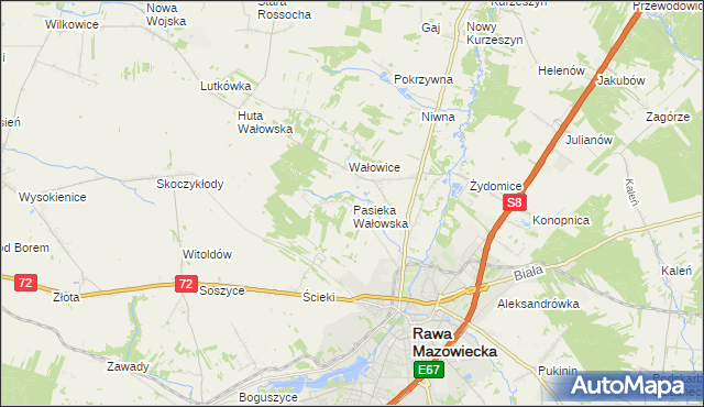 mapa Pasieka Wałowska, Pasieka Wałowska na mapie Targeo