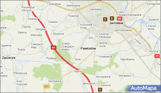 mapa Pawłosiów, Pawłosiów na mapie Targeo