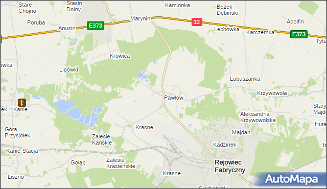 mapa Pawłów gmina Rejowiec Fabryczny, Pawłów gmina Rejowiec Fabryczny na mapie Targeo