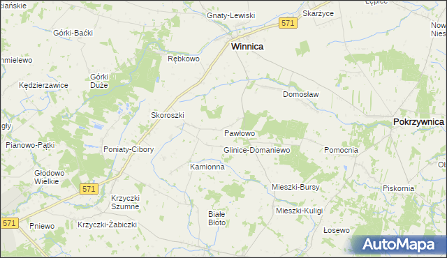 mapa Pawłowo gmina Winnica, Pawłowo gmina Winnica na mapie Targeo