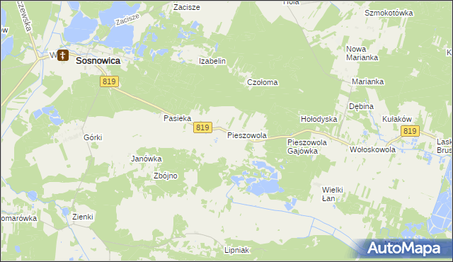 mapa Pieszowola, Pieszowola na mapie Targeo