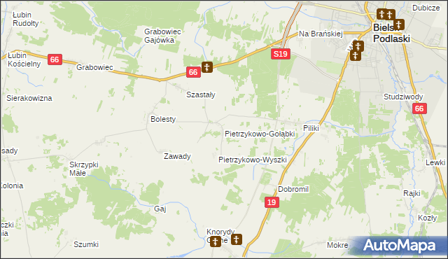 mapa Pietrzykowo-Gołąbki, Pietrzykowo-Gołąbki na mapie Targeo