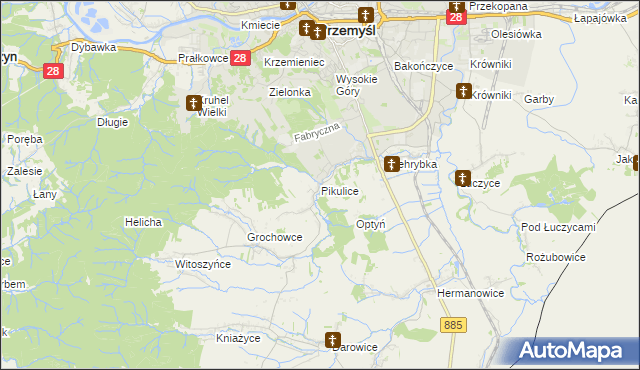 mapa Pikulice, Pikulice na mapie Targeo