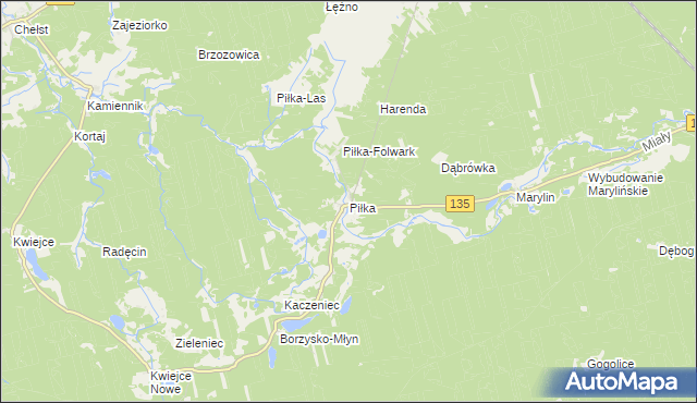 mapa Piłka gmina Drawsko, Piłka gmina Drawsko na mapie Targeo