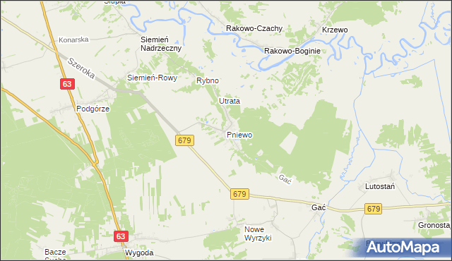 mapa Pniewo gmina Łomża, Pniewo gmina Łomża na mapie Targeo