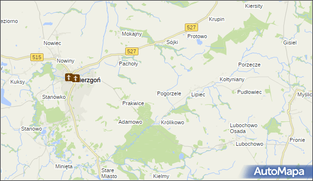 mapa Pogorzele gmina Stary Dzierzgoń, Pogorzele gmina Stary Dzierzgoń na mapie Targeo