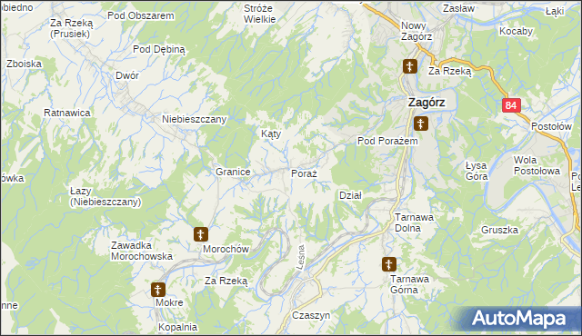 mapa Poraż, Poraż na mapie Targeo