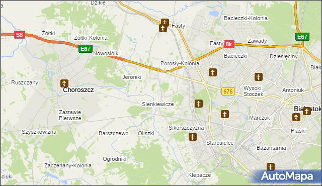 mapa Porosły, Porosły na mapie Targeo