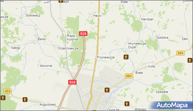 mapa Proniewicze, Proniewicze na mapie Targeo