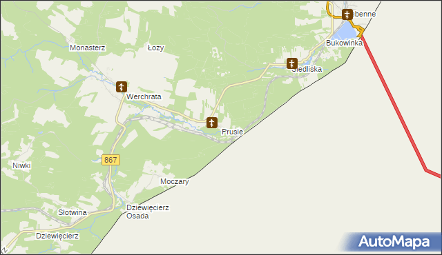 mapa Prusie, Prusie na mapie Targeo