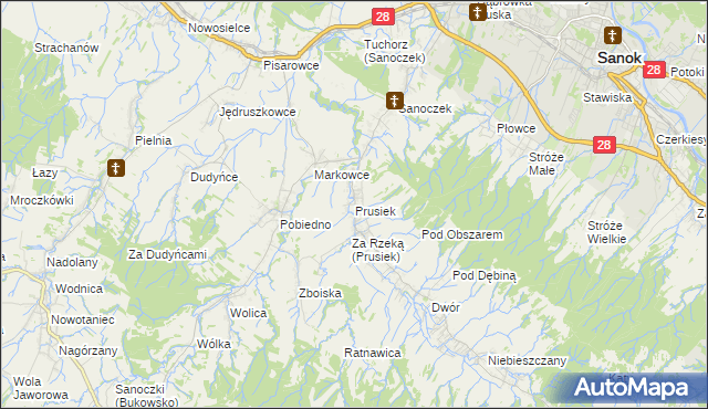 mapa Prusiek, Prusiek na mapie Targeo