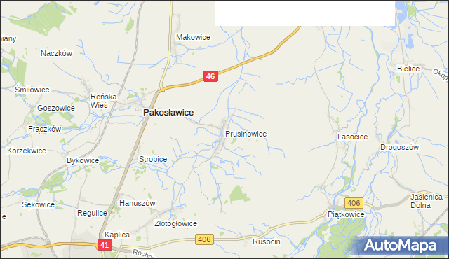 mapa Prusinowice gmina Pakosławice, Prusinowice gmina Pakosławice na mapie Targeo