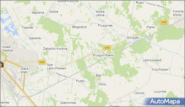 mapa Pruszyn-Pieńki, Pruszyn-Pieńki na mapie Targeo